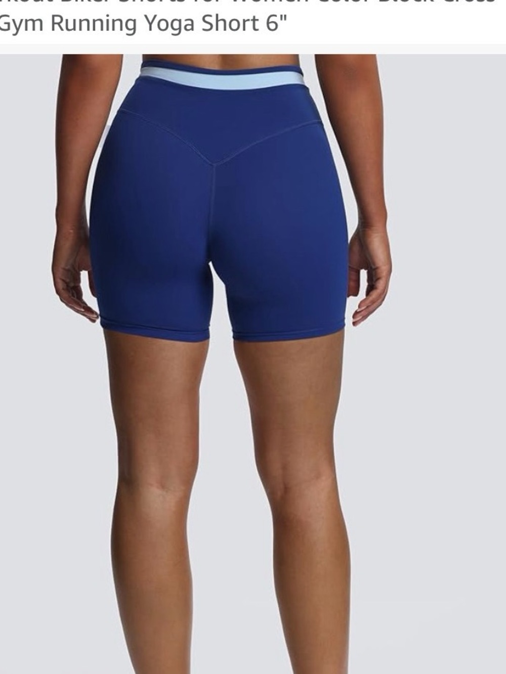 Aoxjox Velma Cross Waist Biker Scrunch Shorts Blue Small Gym Workout Amazon - Picture 5 of 8